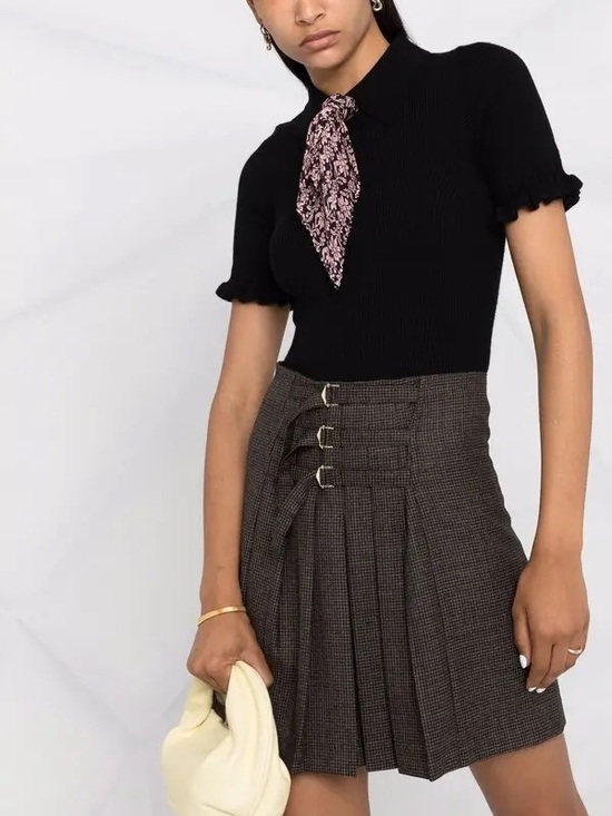 Sandro Dresses & Skirts - Sandro Yolanda Pleated Houndstooth Tweed Mini Skirt NWT Size XS Preppy Parisian
